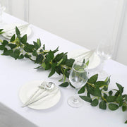 6 ft long Artificial Silk Rose Leaf Table Garland Hanging Greenery Vine - Green ARTI_GLND_GRN021