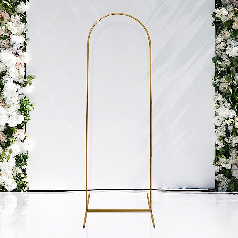 6 ft Metal Round Top Chiara Wedding Arch Backdrop Stand - Gold IRON_STND18_C_GOLD