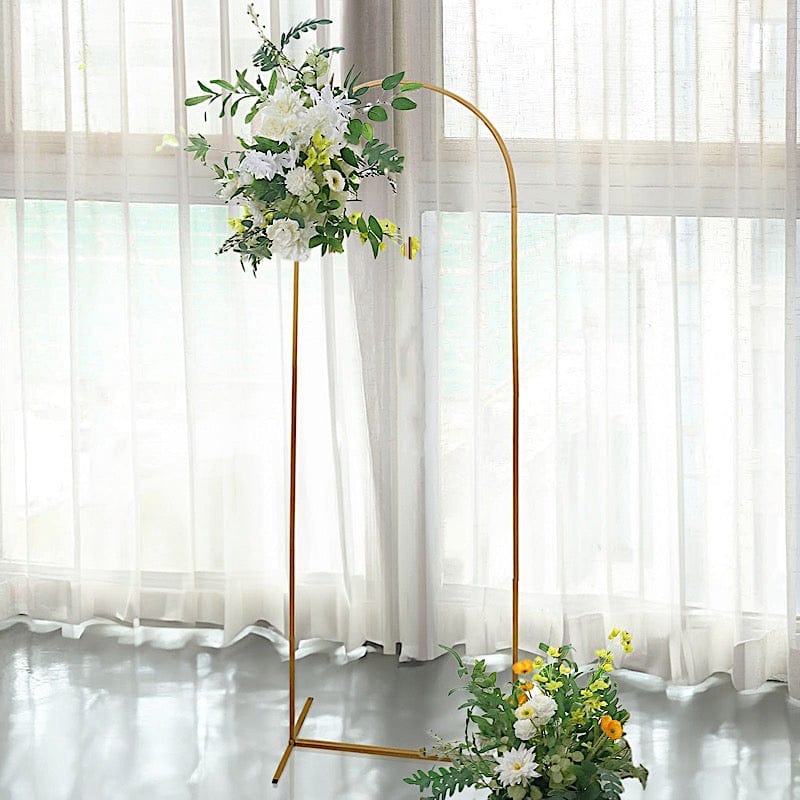 6 ft Metal Round Top Chiara Wedding Arch Backdrop Stand - Gold IRON_STND18_C_GOLD