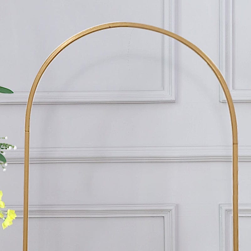 6 ft Metal Round Top Chiara Wedding Arch Backdrop Stand - Gold IRON_STND18_C_GOLD