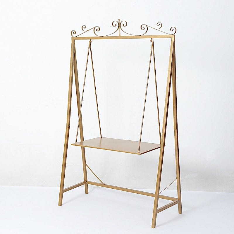 6 ft Metal Unique Hanging Dessert Display Swing Floor Stand - Gold CAKE_STND_SWING02_GOLD