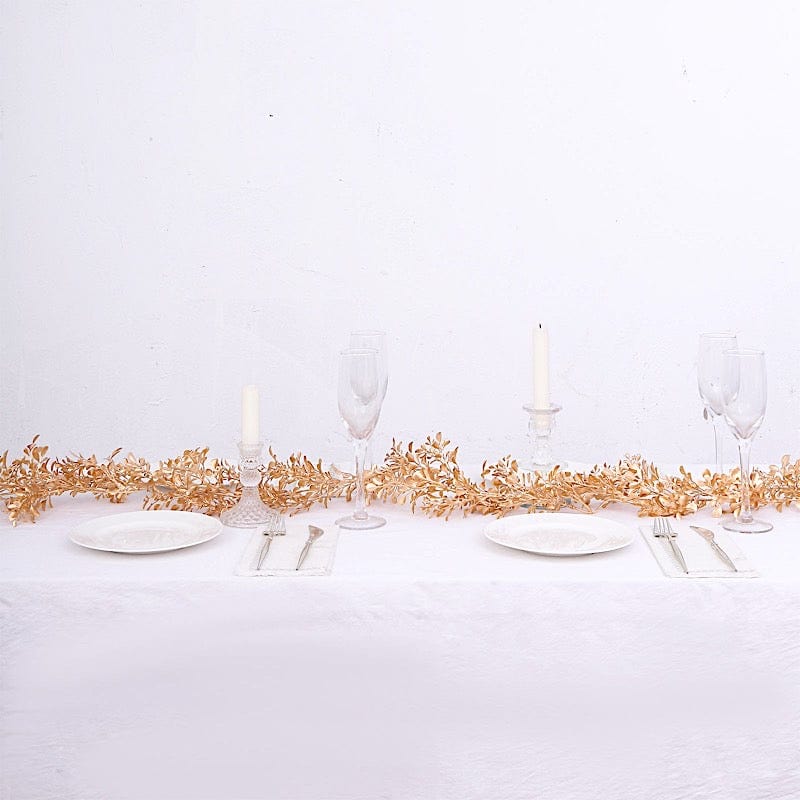 6 ft Metallic Artificial Boxwood Leaf Table Garland - Gold ARTI_METLIC26_GOLD