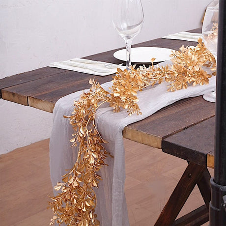 6 ft Metallic Artificial Boxwood Leaf Table Garland - Gold ARTI_METLIC26_GOLD