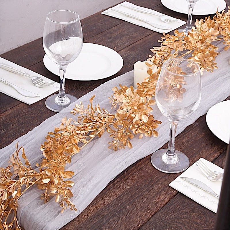 6 ft Metallic Artificial Boxwood Leaf Table Garland - Gold ARTI_METLIC26_GOLD