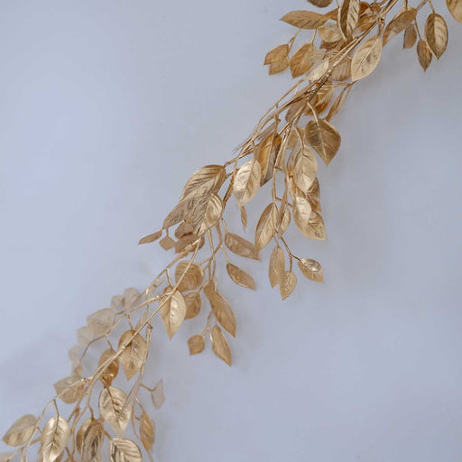 6 ft Metallic Artificial Magnolia Foliage Hanging Leaves Garland - Gold ARTI_METLIC20_GOLD
