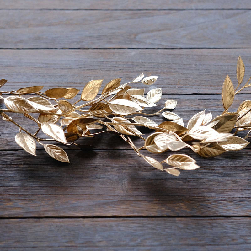 6 ft Metallic Artificial Magnolia Foliage Hanging Leaves Garland - Gold ARTI_METLIC20_GOLD