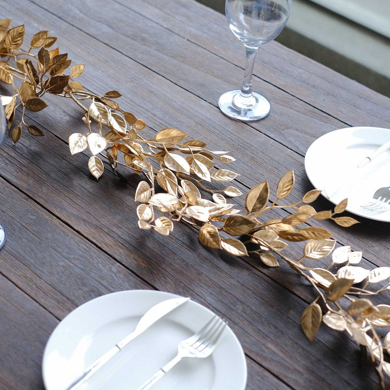 6 ft Metallic Artificial Magnolia Foliage Hanging Leaves Garland - Gold ARTI_METLIC20_GOLD