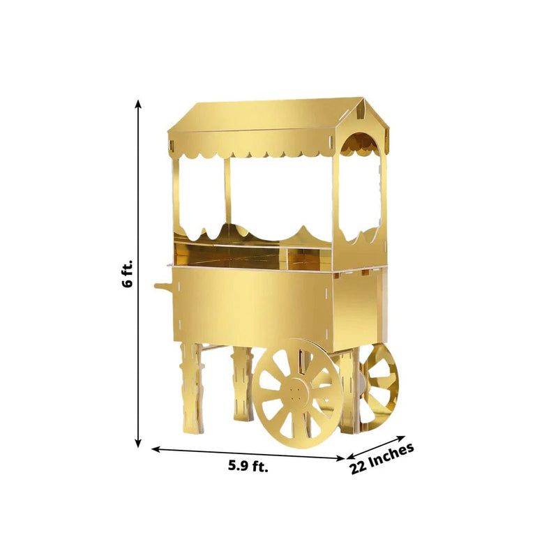 6 ft Mirrored Candy Cart Cupcake Dessert Display Stand with Wheels and Shelf