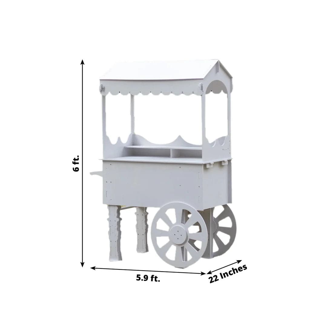 6 ft Mirrored Candy Cart Cupcake Dessert Display Stand with Wheels and Shelf