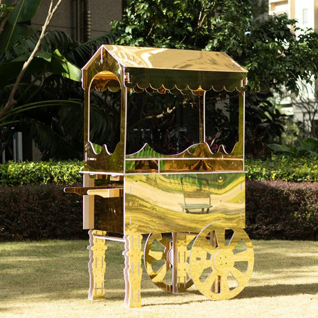 6 ft Mirrored Candy Cart Cupcake Dessert Display Stand with Wheels and Shelf