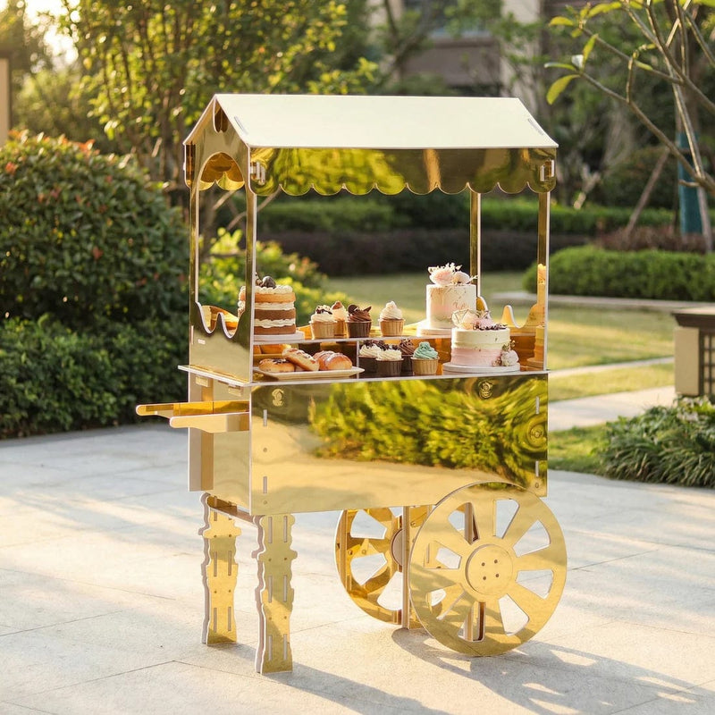 6 ft Mirrored Candy Cart Cupcake Dessert Display Stand with Wheels and Shelf