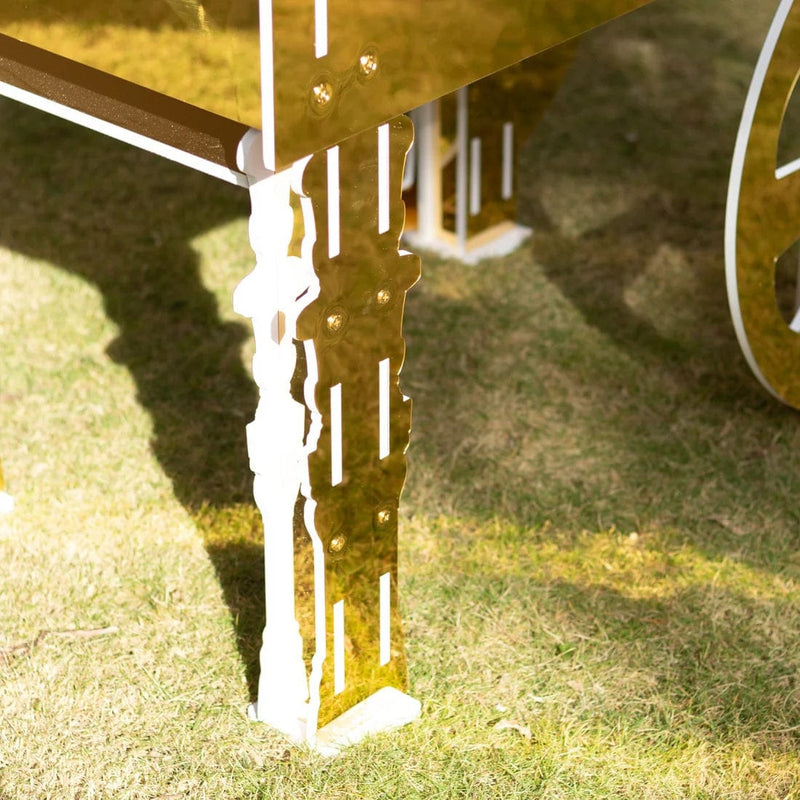 6 ft Mirrored Candy Cart Cupcake Dessert Display Stand with Wheels and Shelf