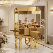 6 ft Mirrored Candy Cart Cupcake Dessert Display Stand with Wheels and Shelf