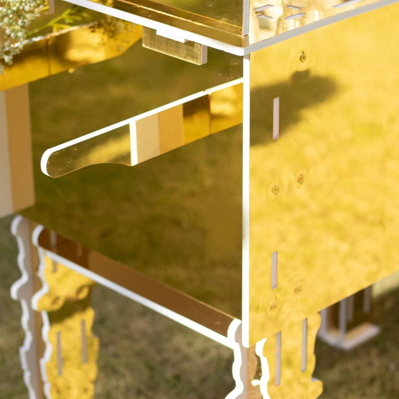 6 ft Mirrored Candy Cart Cupcake Dessert Display Stand with Wheels and Shelf