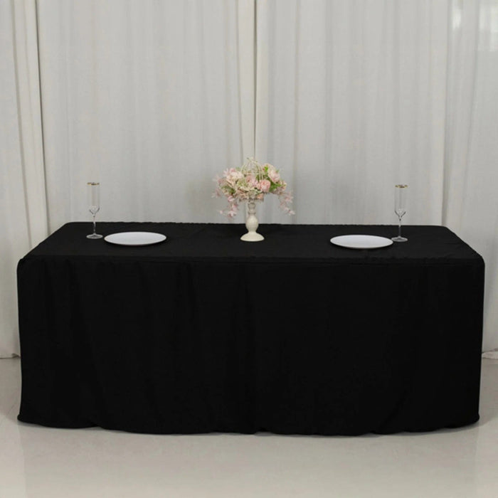 6 ft Open Back Fitted Polyester Rectangle Tablecloth