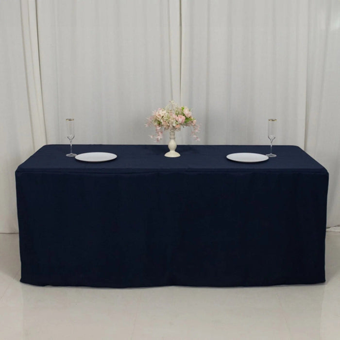 6 ft Open Back Fitted Polyester Rectangle Tablecloth