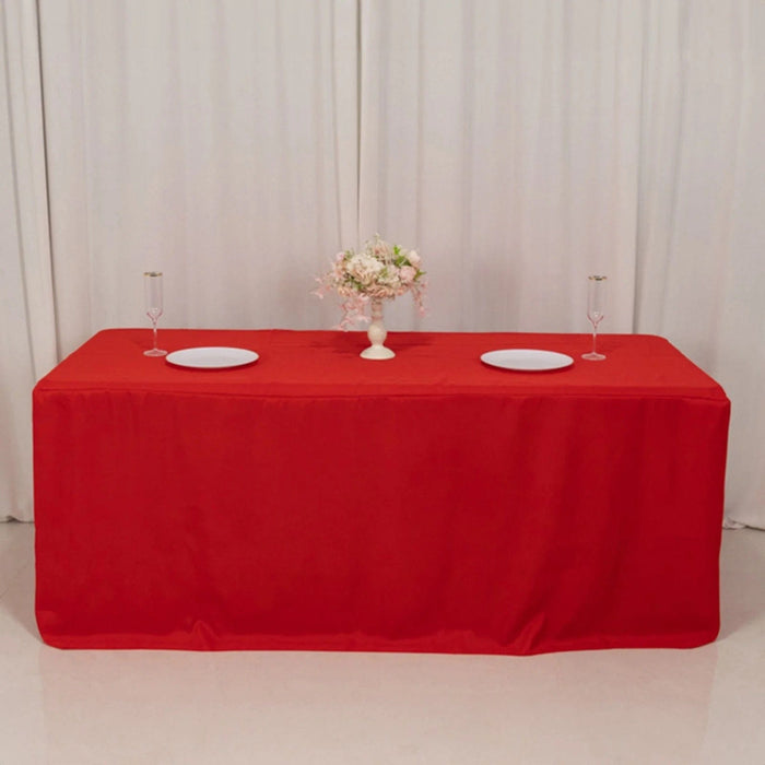 6 ft Open Back Fitted Polyester Rectangle Tablecloth