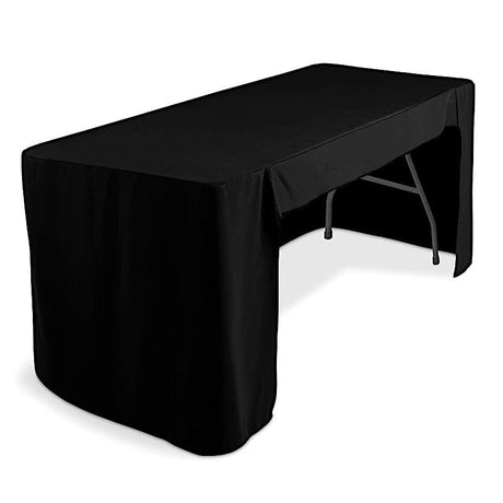6 ft Open Back Fitted Polyester Rectangle Tablecloth TAB_FIT6_OPN_BLK