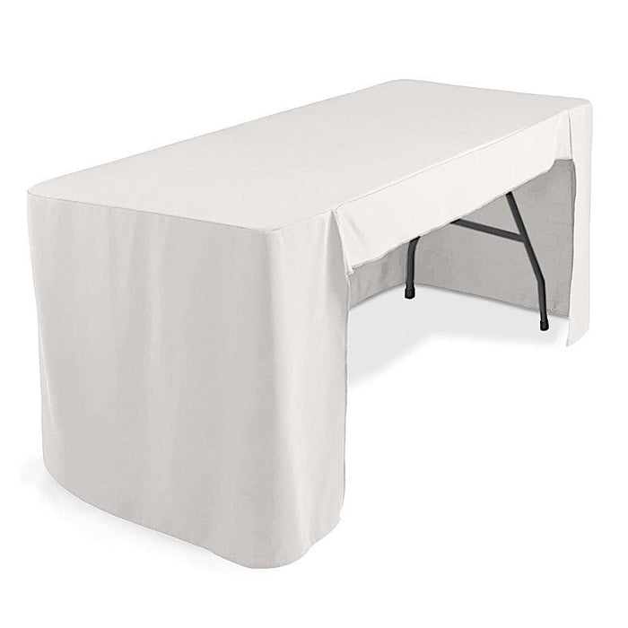 6 ft Open Back Fitted Polyester Rectangle Tablecloth TAB_FIT6_OPN_WHT