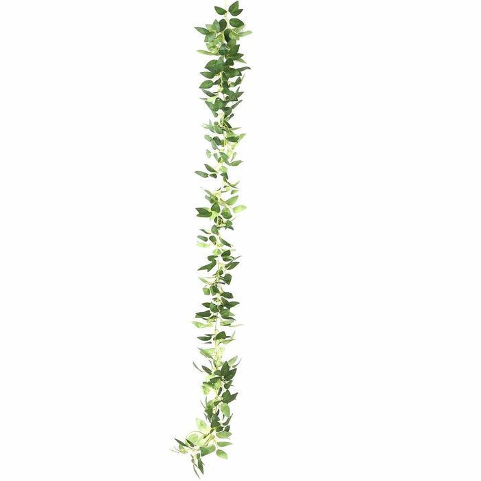 6 ft Rose Leaves Garland with Battery Operated LED Lights - Green LEDSTR_ARTI_GLND_GRN021