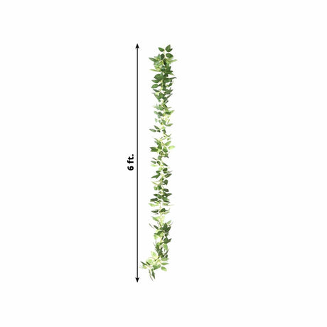6 ft Rose Leaves Garland with Battery Operated LED Lights - Green LEDSTR_ARTI_GLND_GRN021