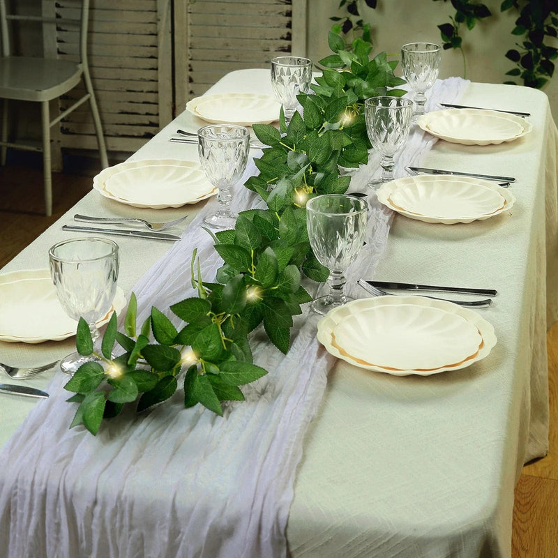 6 ft Rose Leaves Garland with Battery Operated LED Lights - Green LEDSTR_ARTI_GLND_GRN021