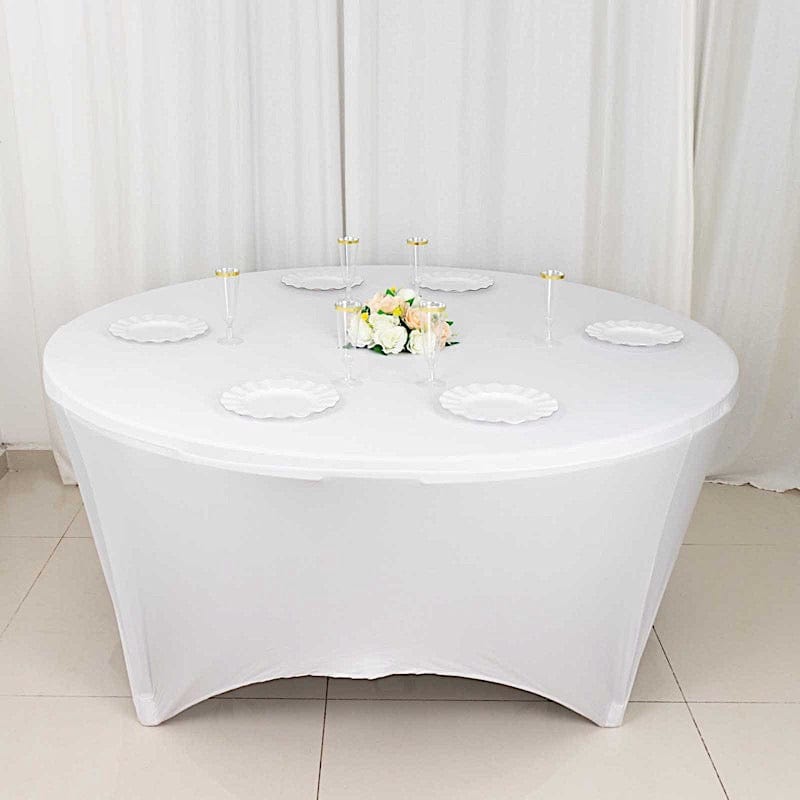 6 ft Stretch Spandex Fitted Round Tablecloth with Foot Pockets