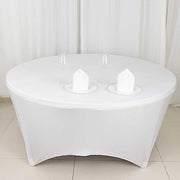 6 ft Stretch Spandex Fitted Round Tablecloth with Foot Pockets