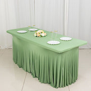 6 ft Wavy Rectangular Fitted Tablecloth Premium Spandex Table Cover