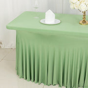 6 ft Wavy Rectangular Fitted Tablecloth Premium Spandex Table Cover