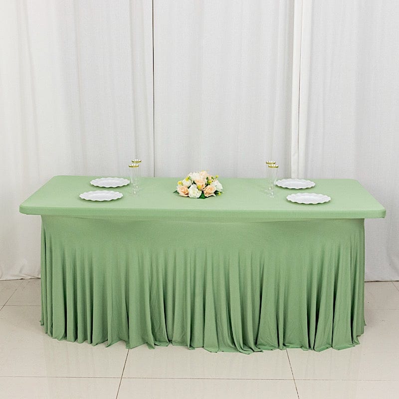 6 ft Wavy Rectangular Fitted Tablecloth Premium Spandex Table Cover