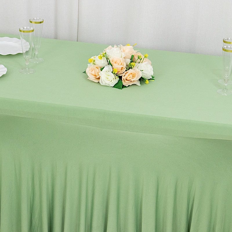 6 ft Wavy Rectangular Fitted Tablecloth Premium Spandex Table Cover