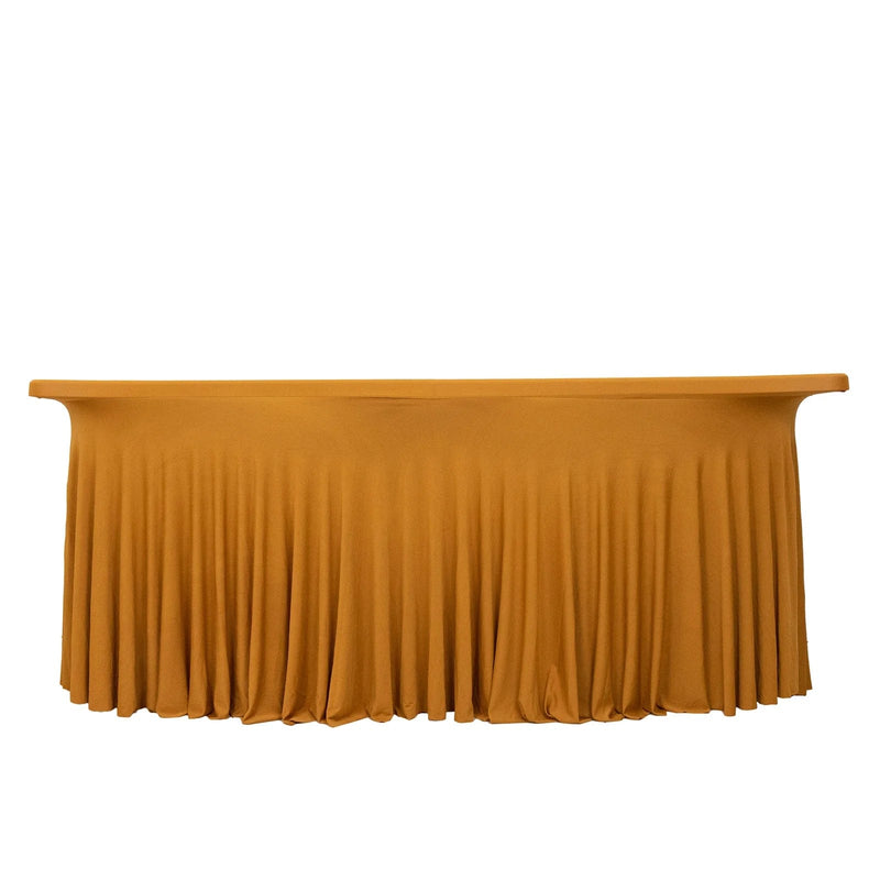 6 ft Wavy Rectangular Fitted Tablecloth Premium Spandex Table Cover TAB_REC_SPX6FT_FIT01_GOLD