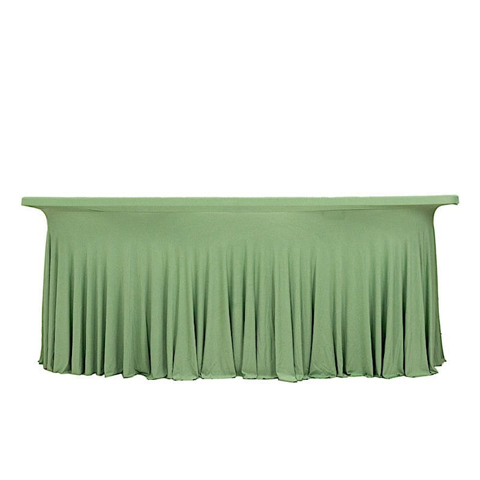 6 ft Wavy Rectangular Fitted Tablecloth Premium Spandex Table Cover TAB_REC_SPX6FT_FIT01_SAGE