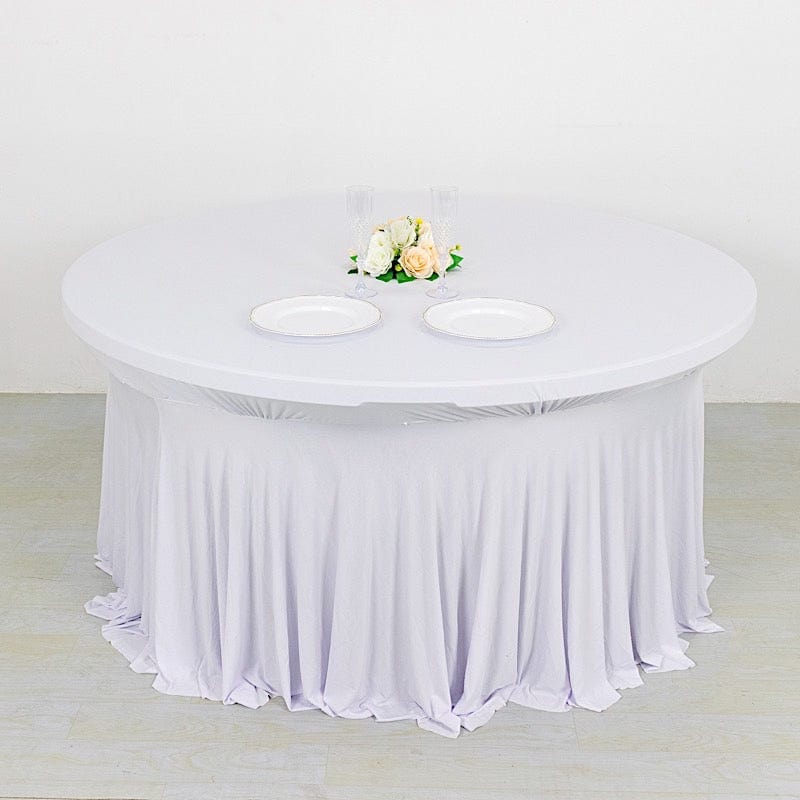 6 ft Wavy Spandex Fitted Round Tablecloth Table Skirt