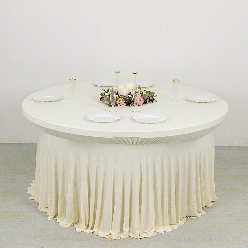 6 ft Wavy Spandex Fitted Round Tablecloth Table Skirt