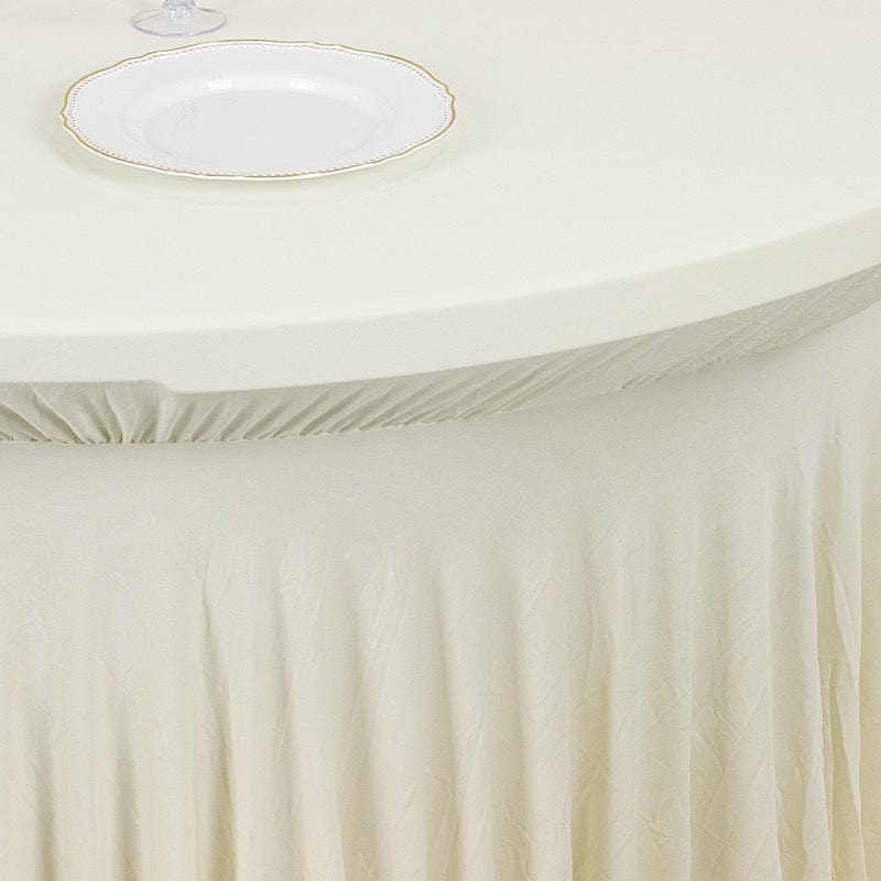 6 ft Wavy Spandex Fitted Round Tablecloth Table Skirt