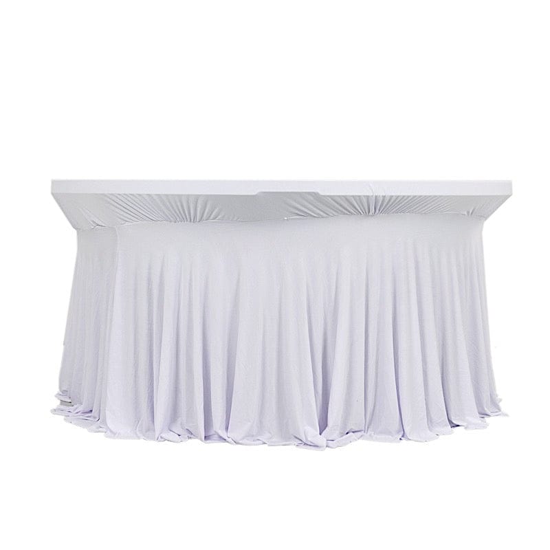 6 ft Wavy Spandex Fitted Round Tablecloth Table Skirt