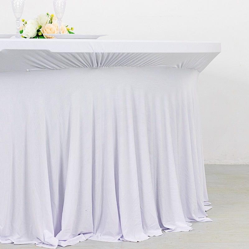 6 ft Wavy Spandex Fitted Round Tablecloth Table Skirt