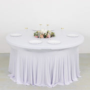 6 ft Wavy Spandex Fitted Round Tablecloth Table Skirt
