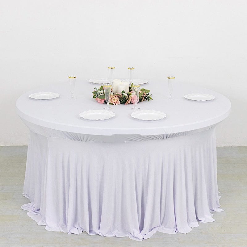 6 ft Wavy Spandex Fitted Round Tablecloth Table Skirt