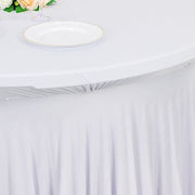 6 ft Wavy Spandex Fitted Round Tablecloth Table Skirt
