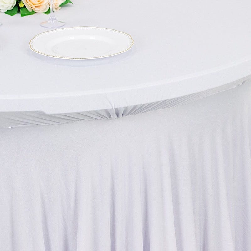 6 ft Wavy Spandex Fitted Round Tablecloth Table Skirt