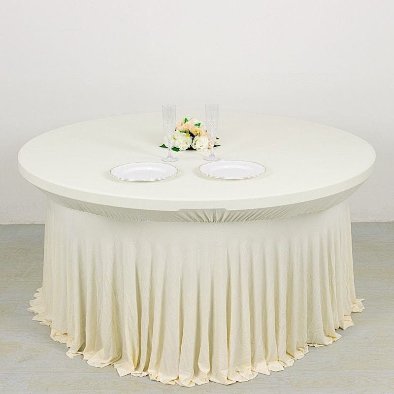 6 ft Wavy Spandex Fitted Round Tablecloth Table Skirt