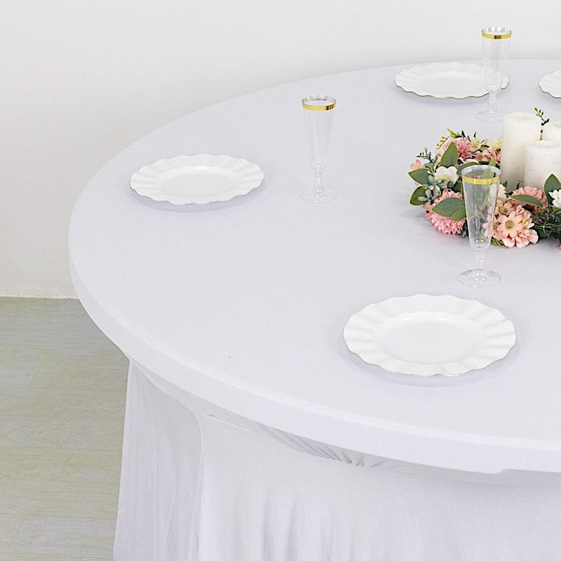 6 ft Wavy Spandex Fitted Round Tablecloth Table Skirt