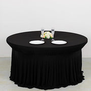 6 ft Wavy Spandex Fitted Round Tablecloth Table Skirt
