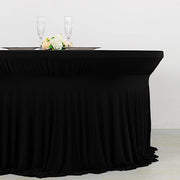 6 ft Wavy Spandex Fitted Round Tablecloth Table Skirt