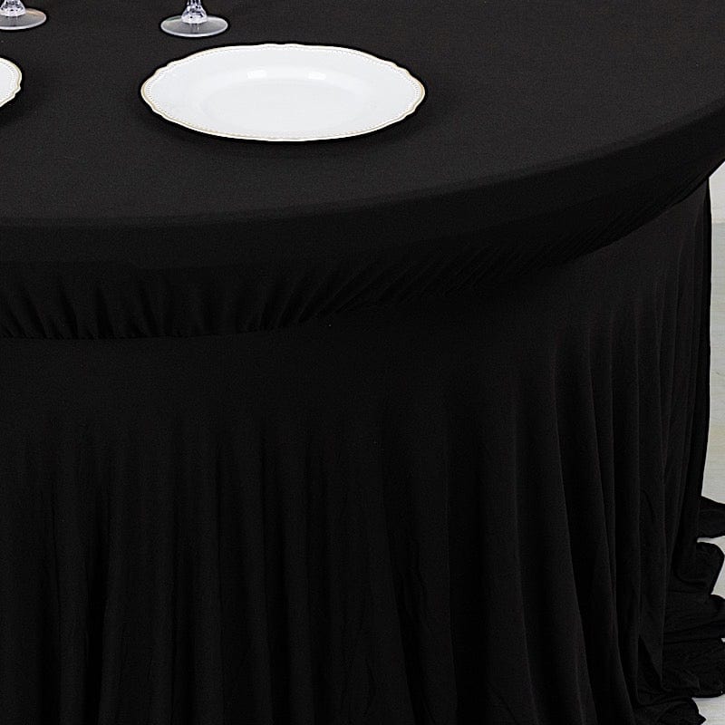6 ft Wavy Spandex Fitted Round Tablecloth Table Skirt