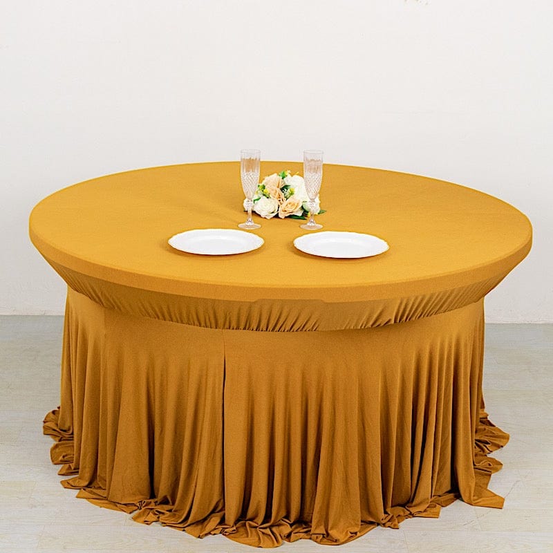 6 ft Wavy Spandex Fitted Round Tablecloth Table Skirt