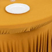6 ft Wavy Spandex Fitted Round Tablecloth Table Skirt